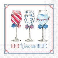 5" Sq Red and Blue "Red Wine and Blue" Beverage Napkins