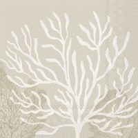 5" Sq Beige Seafan Beverage Napkins