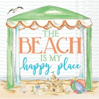 5" Sq "The Beach Is My Happy Place" Beverage Napkins