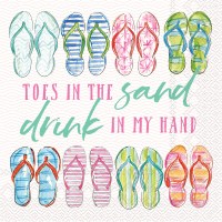 5" Sq "Toes In The Sand Drink In My Hand" Beverage Napkins
