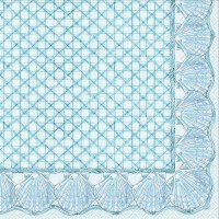 5" Sq Blue Shell Border Beverage Napkins