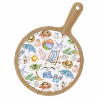 9" Round Beach Day Bamboo Cheese Board