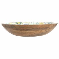 10" Round Gold Azure & Ivy Wood Bowl