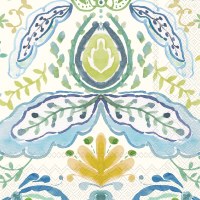 5" Sq Gold Azure & Ivy Beverage Napkins