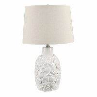 25" White Shells Ceramic Table lamp