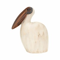 15" Antiqued White Modern Pelican Ceramic Sculpture