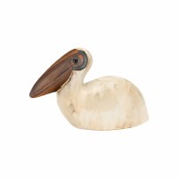 6.5" Antiqued White Modern Pelican Ceramic Sculpture