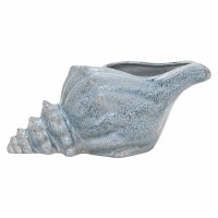 17" Blue Ceramic Conch Sculpture