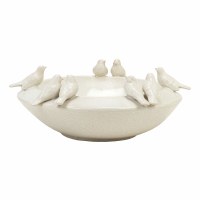 16" Round Ceramic Cream Bowl With Birds