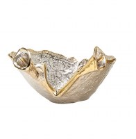 10" Silver and Gold Calla Lily Aluminum Bowl