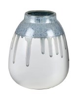10" Blue and White Drip Ceramic Vase