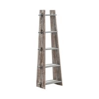 67" White Washed Blue and Gray Shelving Unit