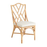 41" Natural Rattan Chair With White Cushion