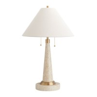 28" Beige Faux Stone Two Pull Resin Table Lamp