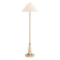 65" Beige Faux Stone Two Pull Resin Floor Lamp