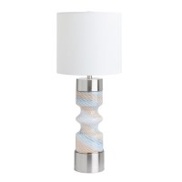 30" Silver and Multi Color Column Glass Table Lamp