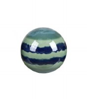 6" Turquoise Stripe Ceramic Orb