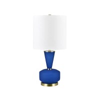 28" Dark Blue and Gold Glass Table Lamp