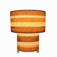 12" Natural Stripe Mushroom Cocoa Leaf Table Lamp