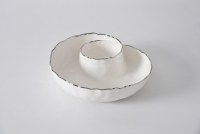 9" Round White and Silver Swirl Porcelain Chip & Dip by Pampa Bay