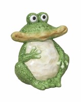 9" Green and Cream Ceramic Frog Figurine