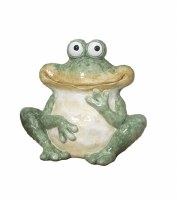 7" Green and Cream Ceramic Frog Figurine