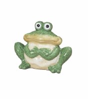 5" Green and Cream Ceramic Frog Figurine