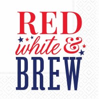 5" Sq "Red White & Brew" Beverage Napkins