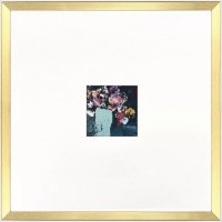 24" Sq Aqua Vase Flowers Framed Print