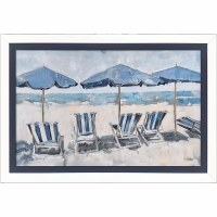 25" x 36" Blue Beach Chair Gel Textured Framed Coastal Print
