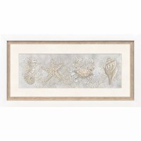 16" x 32" Beige Seahorse and Sea Life Framed Coastal Print