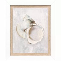 18" x 15" Beige Turbo Shell Framed Coastal Print