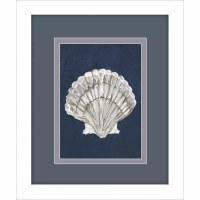 11" x 9" Scallop on Navy Framed Coastal Print