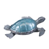 15" Silver and Blue Polyresin Turtle