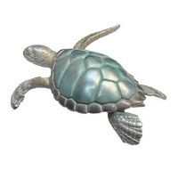 11" Blue and Silver Polyresin Turtle