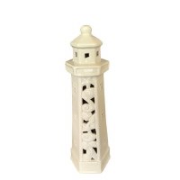 15" LED White Ceramic Lighthouse