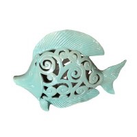 12" LED Green Ceramic Fish