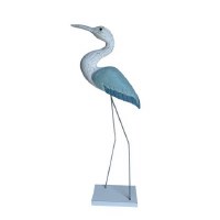 30" Aqua Blue and White Egret Statue