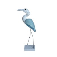15" Aqua Blue and White Egret Statue