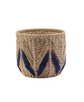 11" Natural and Black Chevron Basket