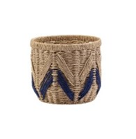 10" Natural and Black Chevron Basket