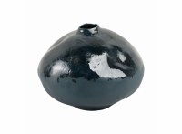 9" Dark Blue Squat Ceramic Vase