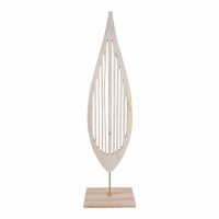 56" Natural Wood Leaf Statue