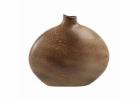 14" Two-tone Brown Flat Ceramic Vase