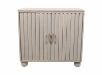 33" Whitewashed Two Door Ribbed Cabinet