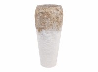 25" White and Brown Textured Ceramic Vase