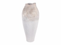 32" White and Brown Textured Ceramic Vase