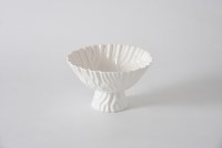 8" Round White Ripple Footed Porcelain Bowl by Pampa Bay