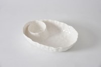 9" x 12" White Ripple Pocelain Chip & Dip by Pampa Bay