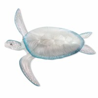 27" Silver and Blue Sea Turtle Coastal Metal Wall Art Plaque MM284